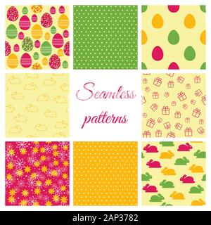 Set of seamless patterns for Easter design Stock Vector