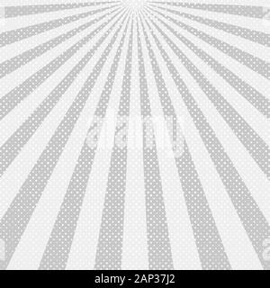 Sunbeams background with gray dots. Abstract background with halftone dots design. Vector illustration. Stock Vector
