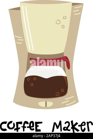 Flat vector coffee maker. Alternative methods of brewing coffee. Coffee culture. Stock Vector
