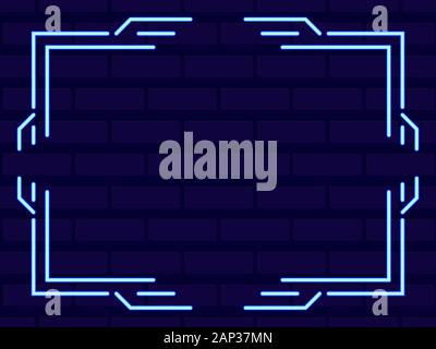 Neon art deco frame. The effect of a neon lamp. Vintage linear border. Design a template for invitations, leaflets and greeting cards. Vector illustra Stock Vector