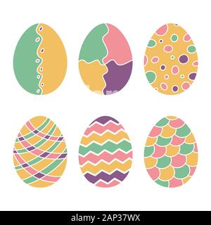 Easter eggs. Hand drawn decorative egg colorful set vector illustration Stock Vector