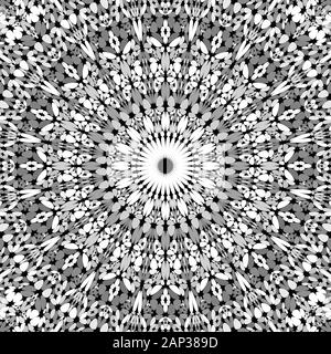 Grey gravel mosaic mandala pattern background - abstract symmetrical vector ornament wallpaper graphic Stock Vector