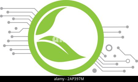 circuit board and green leaves Stock Vector Image & Art - Alamy