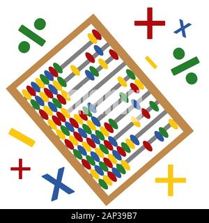 A set of six wooden abacus for mathematical calculations, Stock Vector