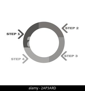 Four-part circular gradient business chart infographics Stock Vector