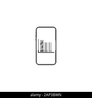 Statistics table vector template on phone smartphone - flat design business icon Stock Vector