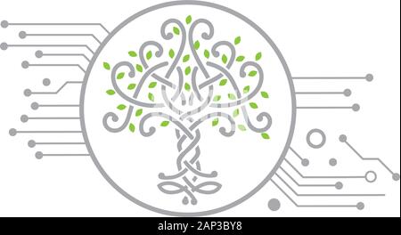 Digital Celtic tree, vector graphic design element Stock Vector