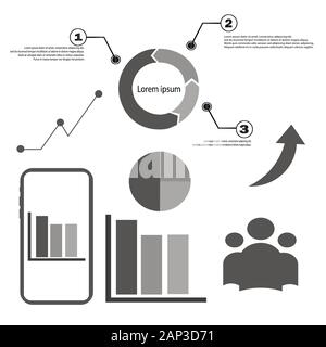 A large collection of infographic templates - for statistics and business analytics. Stylish business icons flat design. Stock Vector