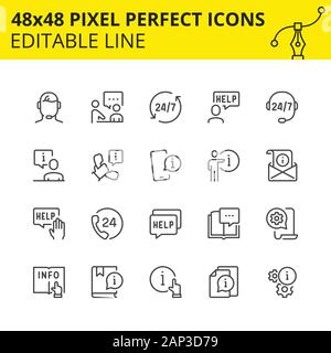 Scaled Icons of Help, Technical Support and 247 assistance. Get the qualified answer any time. Includes handset, help, operator, headset. Stock Vector