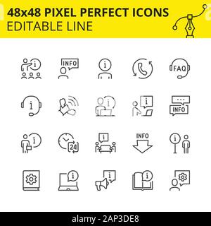Editable Icons of Help and Support. Contains such Icons as Assistant, Online Help, Manual and more. Pixel Perfect 48x48, Scaled Set. Vector. Stock Vector