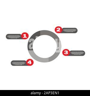Four-part circular gradient business chart infographics with description. Vector template Stock Vector