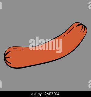 Vector illustration of grilled sausage on gray background Stock Vector