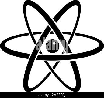 Molecule, Atom, Molecular Research. Flat Vector Icon illustration. Simple black symbol on white background. Molecule, Atom, Molecular Research sign de Stock Vector