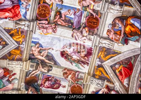 Vatican City, Vatican - May 31, 2019 - Ceiling of the Sistine chapel located in the Vatican. Stock Photo