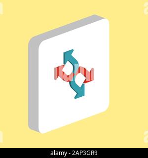 Four arrows Simple vector icon. Illustration symbol design template for web mobile UI element. Perfect color isometric pictogram on 3d white square Stock Vector