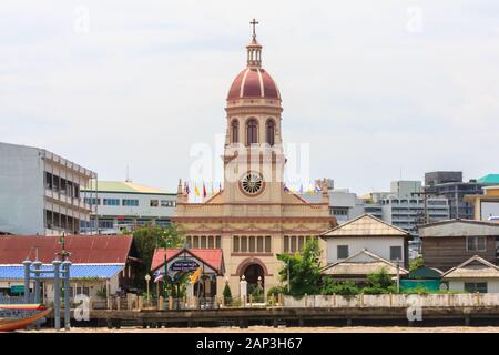 View of the Santa Cruz Portuguese church on the Chao Phraya river