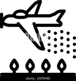 Plane Spraying Icon Vector Outline Illustration Stock Vector