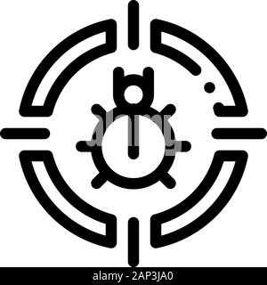 Bug Target Icon Vector Outline Illustration Stock Vector