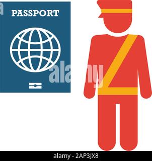 Passport Control icon. Flat creative element from airport icons collection. Colored passport control icon for templates, web design and software Stock Vector