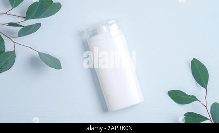 Download Cosmetics Spa Branding Mockup Clear Shampoo Bottle And Essential Oil Container Branding Mockups Natural Organic Beauty Product Concept Flat Lay Min Stock Photo Alamy