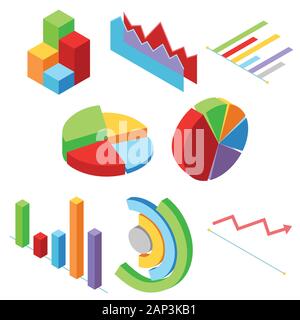 A vector illustration of Isometric Graphic Chart Bars Elements for presentations and financial statements Stock Vector