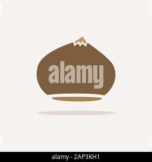 Chestnut. Icon with shadow on a beige background. Autumn flat vector illustration Stock Vector