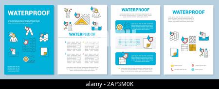 Water resistant materials, coating brochure template layout. Flyer, booklet, leaflet print design with linear illustrations. Vector page layouts for m Stock Vector
