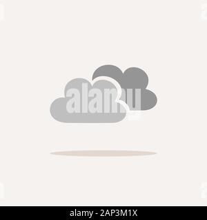 Clouds. Icon with shadow on a beige background. Weather flat vector illustration Stock Vector