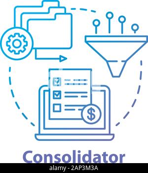 Consolidator concept icon. Billing idea thin line illustration. Combining orders. Debt consolidation. Financial service. Vector isolated outline drawi Stock Vector