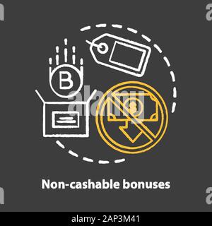 Non cashable bonuses chalk concept icon. Cryptocurrency, electronic currency idea. E Payment and cashless transaction. Vector isolated chalkboard illu Stock Vector