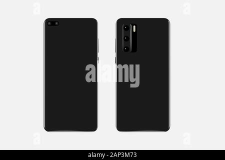 Black phone in a realistic style. Stock Vector