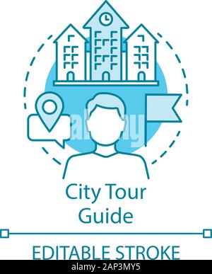 City tour guide concept icon. Tours organisation idea thin line  illustration. Travel and exploring attractions. Excursion, sightseeing. Trip  advisor. Vector isolated outline drawing. Editable stroke 3768477 Vector  Art at Vecteezy
