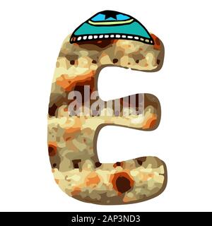 English alphabet for the holiday of Passover of letters with the texture of matzo. Font matza. Vector illustration on isolated background. Stock Vector