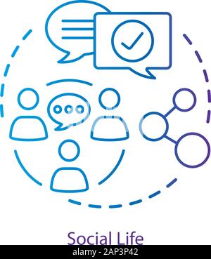 Socializing and networking concept icon. Social life, Interpersonal relationships idea thin line illustration. Community communication, interaction. V Stock Vector