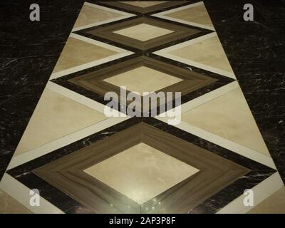 Beautiful marble tiles in the corridor of hotel. Russia Sochi Stock Photo