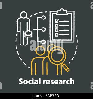 Social research chalk concept icon. Sociology idea. Sociological quantitative analysis. Social poll, survey. Candidate sourcing. Vector isolated chalk Stock Vector