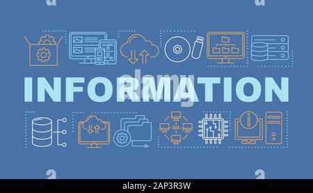 Information word concepts banner. Data management, web hosting. Servers and databases. Presentation, website. Isolated lettering typography idea with Stock Vector