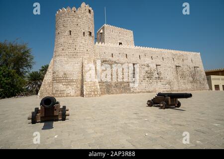 Kalba Fort is located close to the city of Fujairah and is an interesting tourist attraction in the UAE Stock Photo