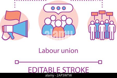Labour union concept icon. Employee rights protection idea thin line ...