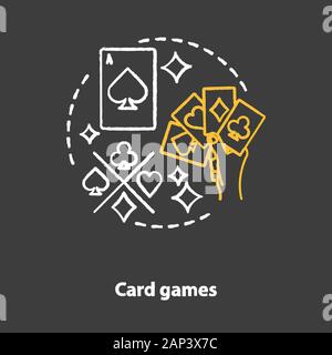 Card games chalk concept icon. Poker & blackjack idea. Playing cards suits, aces. Gambling, games of chance. Casino. Vector isolated chalkboard illust Stock Vector