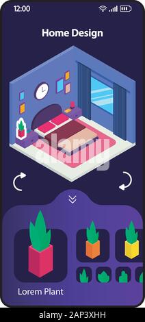 Home 3d design app smartphone interface vector template. Mobile ...