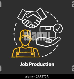 Job production chalk concept icon. Jobbing and one-off production idea. Custom work producing. Manufacturing method. Individual work process. Vector i Stock Vector
