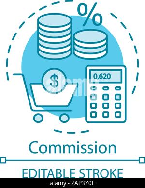 Commission concept icon. Fee paid to employee idea thin line illustration. Taxes, fees. Remuneration, payment for services. Making transactions. Vecto Stock Vector