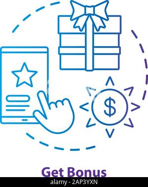 Get bonus concept icon. Gifts & prizes idea thin line illustration. Cashback, redeem points. Reward program. Discounts and special offers. Vector isol Stock Vector