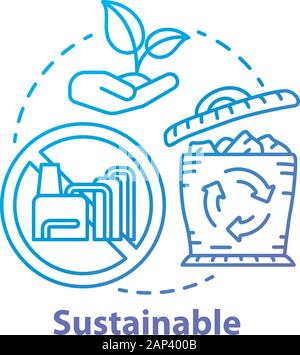Sustainable blue concept icon. Reducing unnecessary waste idea thin line illustration. Recycling, greening. Natural resource consumption decreasing. V Stock Vector