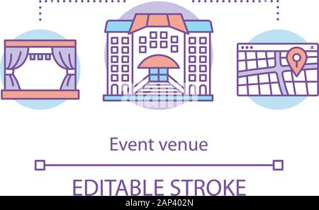 icon sign meeting place, event center, vector arrows point to center ...