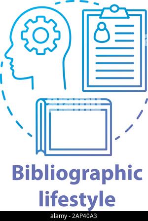 Bibliographic lifestyle blue concept icon. Information professional idea thin line illustration. Collecting and organizing records and archives. Vecto Stock Vector