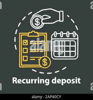 Recurring deposit chalk concept icon. Savings idea. Creating investment account. Regular payments, timed banking charges. Financial services. Vector i Stock Vector