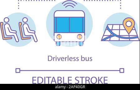 Driverless bus concept icon. Autopilot for city passenger ...