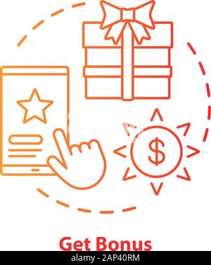 Get bonus concept icon. Gifts & prizes idea thin line illustration. Cashback, redeem points. Reward program. Discounts and special offers. Vector isol Stock Vector